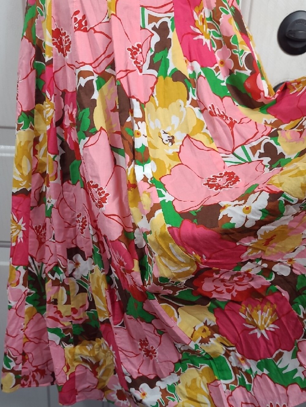 Talbots Pink Floral Midi Dress with Yellow & Green Accents - Picture 4 of 14